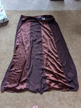 Peace Love World Two-Tone Brown Fairy Maxi Skirt